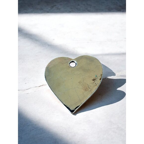 Textured Blue Green and Gold Resin Heart Shape Pendant —2.5" x 2.5" - Picture 4 of 4